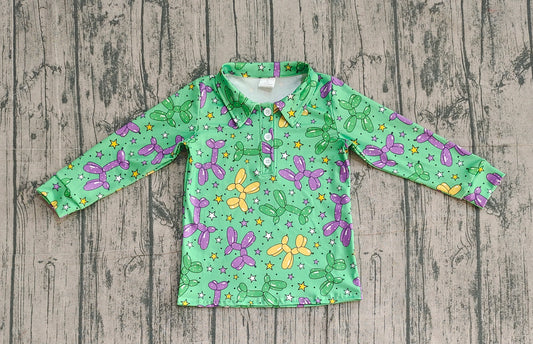 Baby Boys Long Sleeve Stars Dogs Mardigras Polo Shirts Top