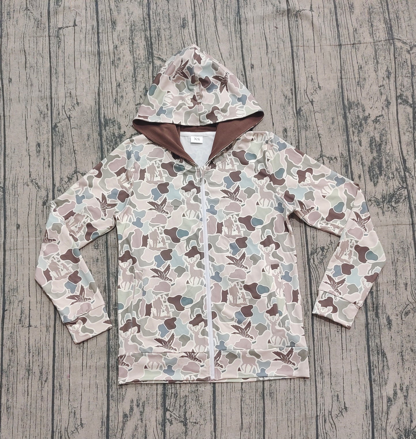 Adult Men Dogs Ducks Hunting Camo Pockets Zipper Hoodies Jackets