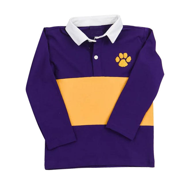Baby Boys Purple Long Sleeve Pawl Button Polo Shirts Top