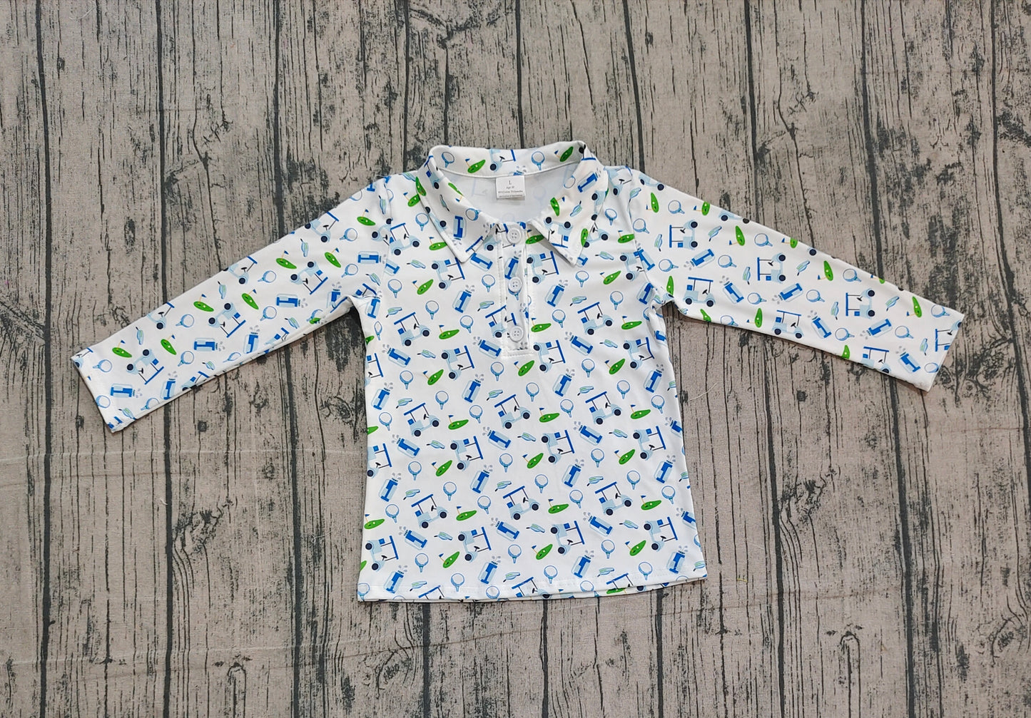 Baby Boys Long Sleeve Golf Trucks Button Polo Shirts Top