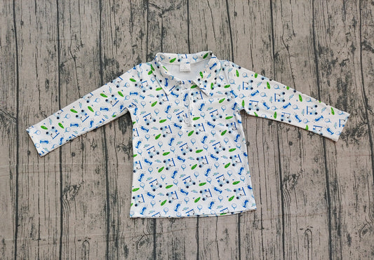 Baby Boys Long Sleeve Golf Trucks Button Polo Shirts Top