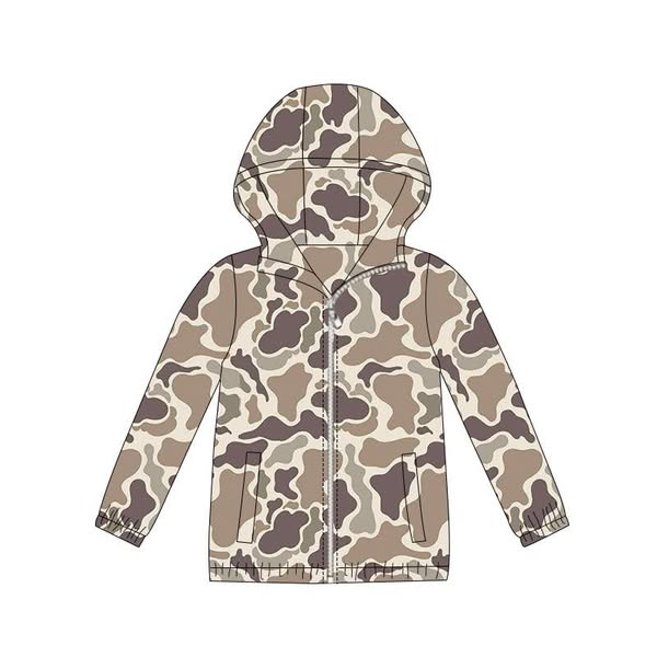 Baby Boys Khaki Camo Pockets Zipper Southern Hoodies Jackets Preorder