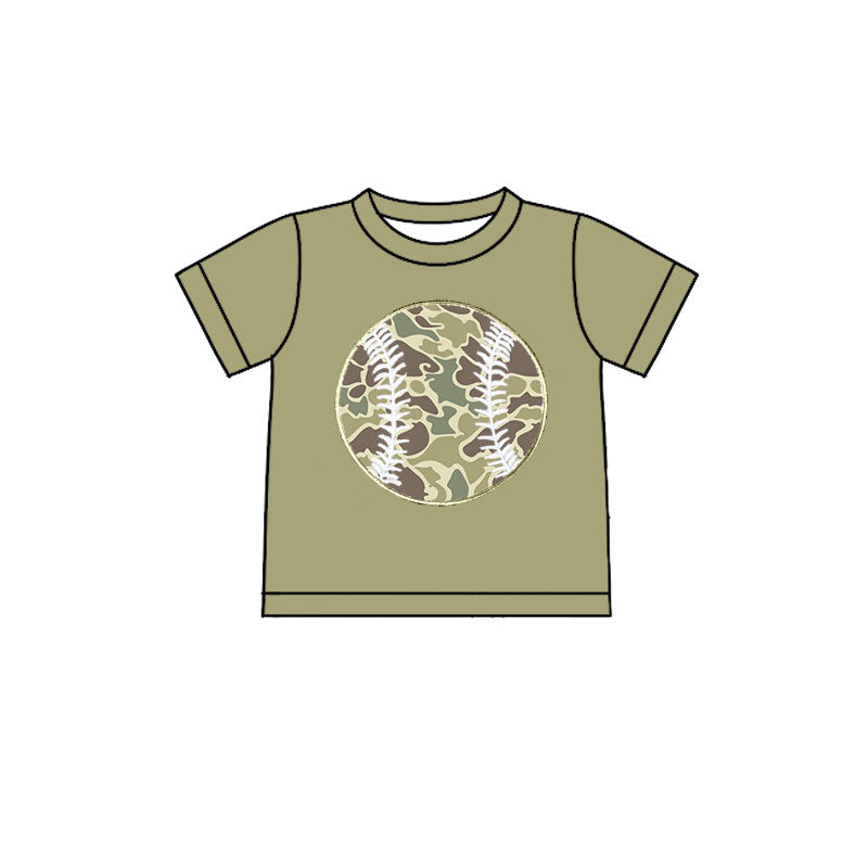 Baby Boys Green Short Sleeve Camo Baseballs Team T-shirts Top Preorder