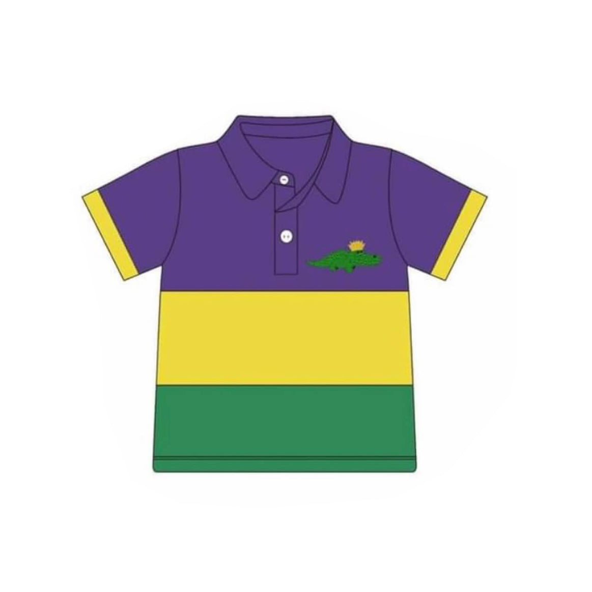 Baby Boys Mardigras Crocodiles Button Polo Shirts Top Preorder