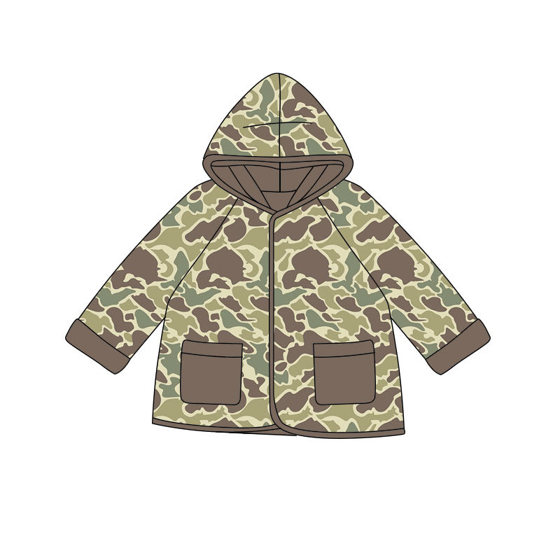 Baby Boys Khaki Camo Pockets Zipper Hoodies Jackets Top Preorder