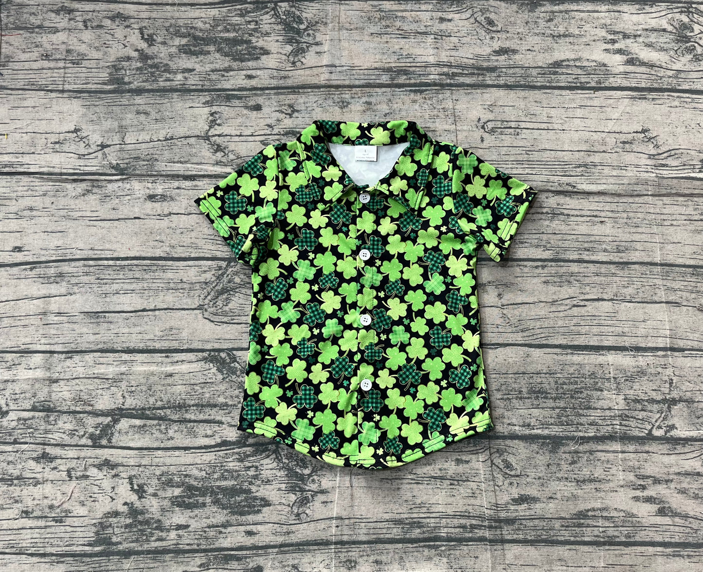 Baby Boys Green Clovers Button St Patrick Shirts Top