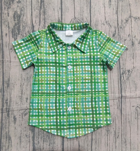 Baby Boys Green Checked St Patrick Button Shirts Top