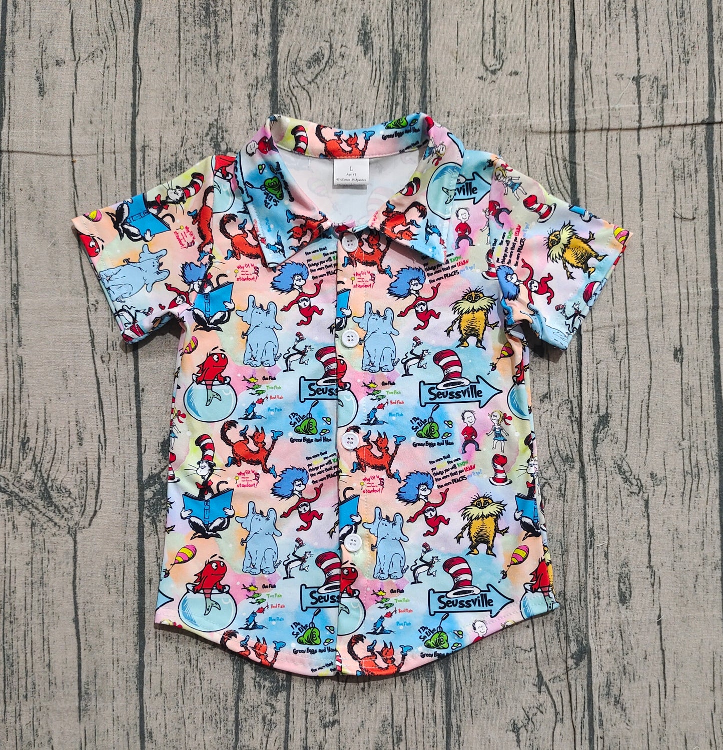 Baby Boys Cartoon Mr Reading Button Shirts Top