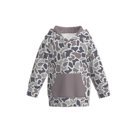 Baby Boys Long Sleeve Grey Camo Pocket Southern Hoodies Top Preorder