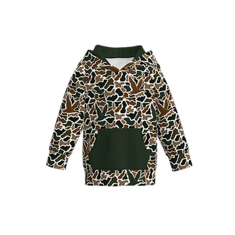 Baby Boys Long Sleeve Dark Brown Camo Duck Pocket Southern Hoodies Top Preorder