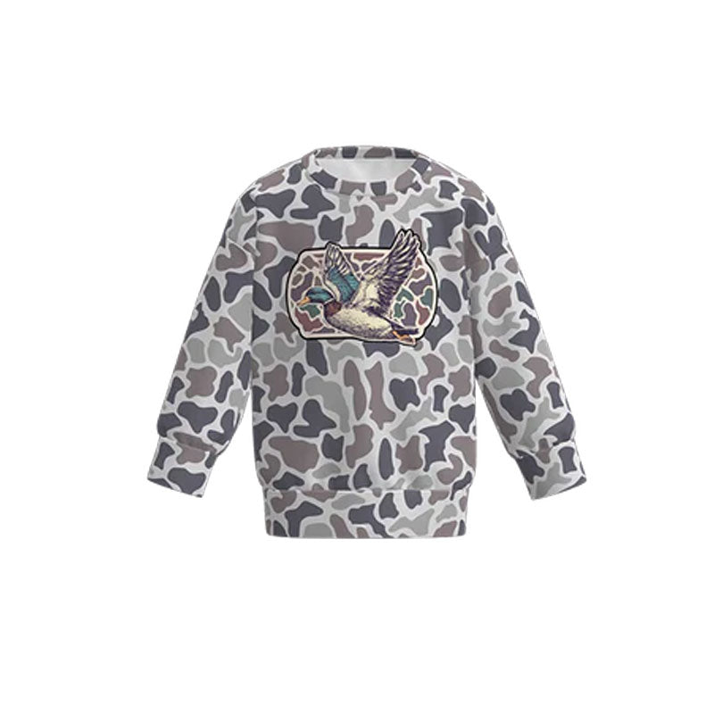 Baby Boys Long Sleeve Grey Camo Ducks Hunting T-shirts Top Preorder