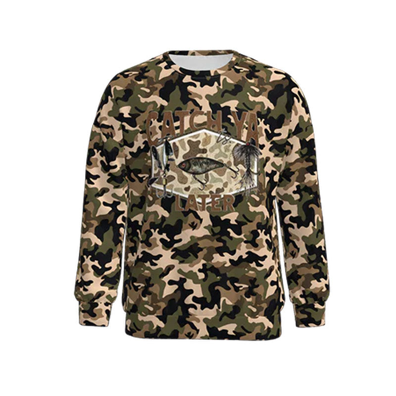 Adult Men Long Sleeve Olive Camo Fishing Southern Hunting T-shirts Top Preorder