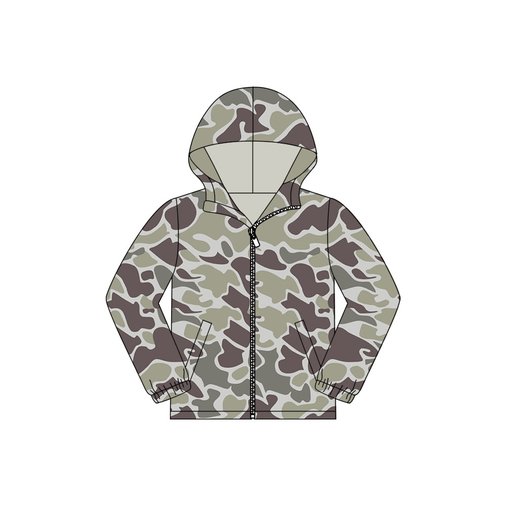 Baby Boys Grey Camo Pockets Zipper Southern Hoodies Jackets Top Preorder