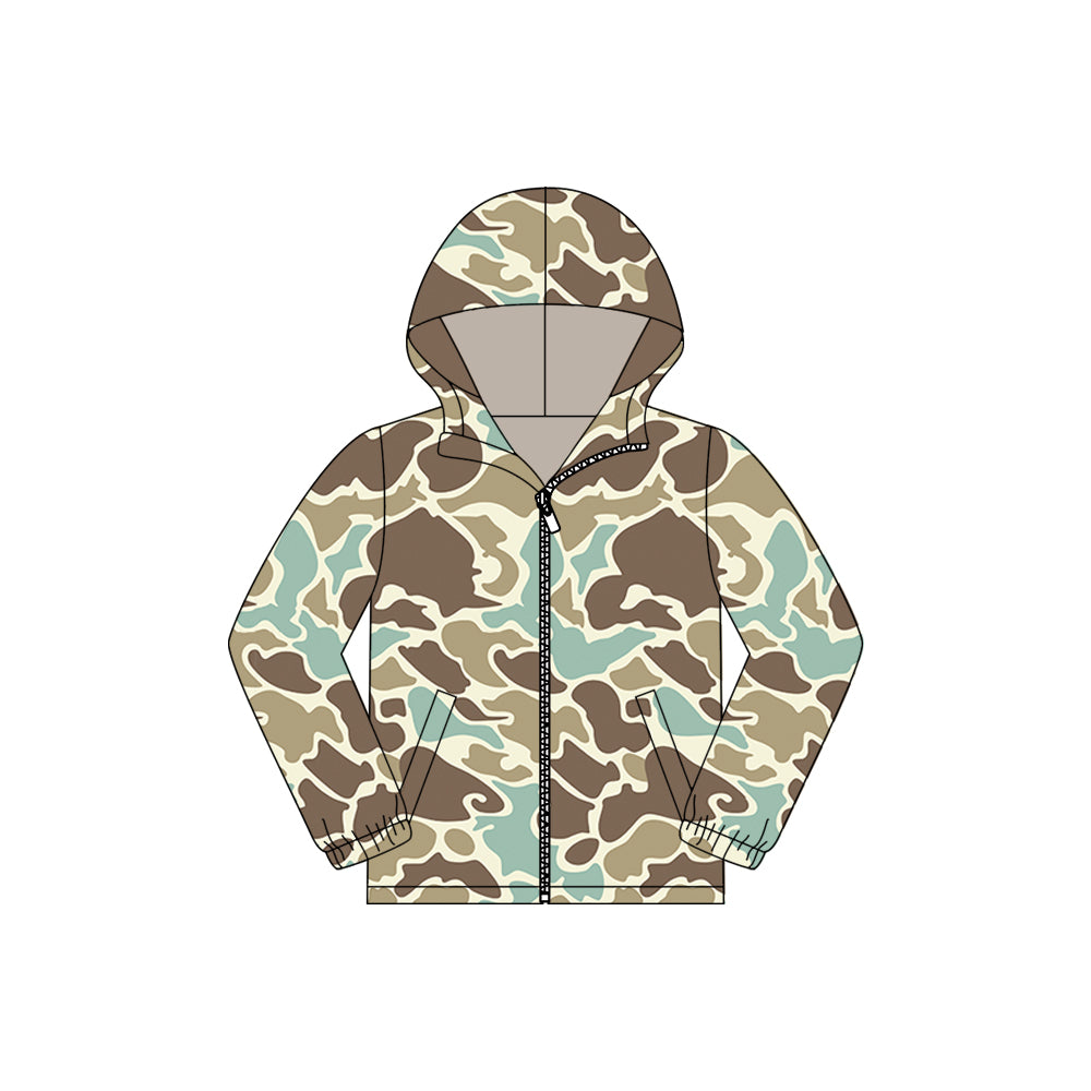 Baby Boys Khaki Camo Pockets Zipper Southern Hoodies Jackets Top Preorder