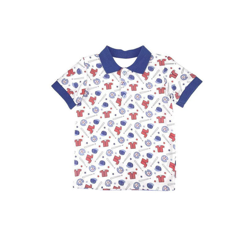 Baby Boys Baseballs Plaid Button Team Pullovers Top Preorder