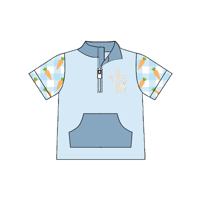 Baby Boys Carrots Cross Zipper Pocket Easter Pullovers Top Preorder