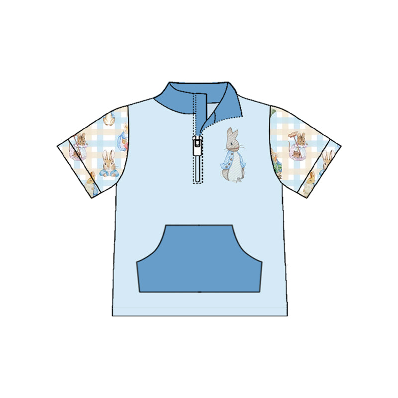 Baby Boys Rabbits Zipper Pocket Easter Pullovers Top Preorder