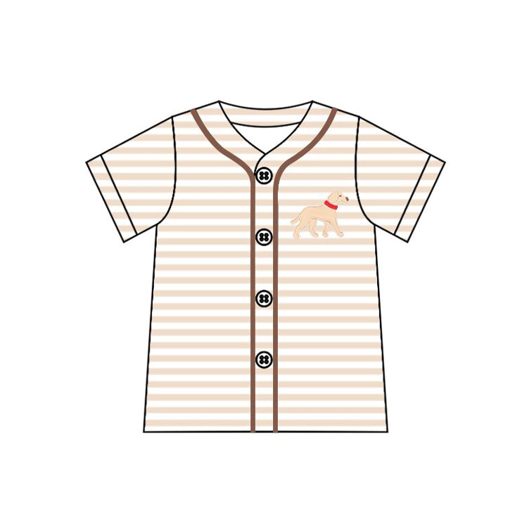 Baby Boys Khaki Stripe Dogs Button Shirts Top Preorder