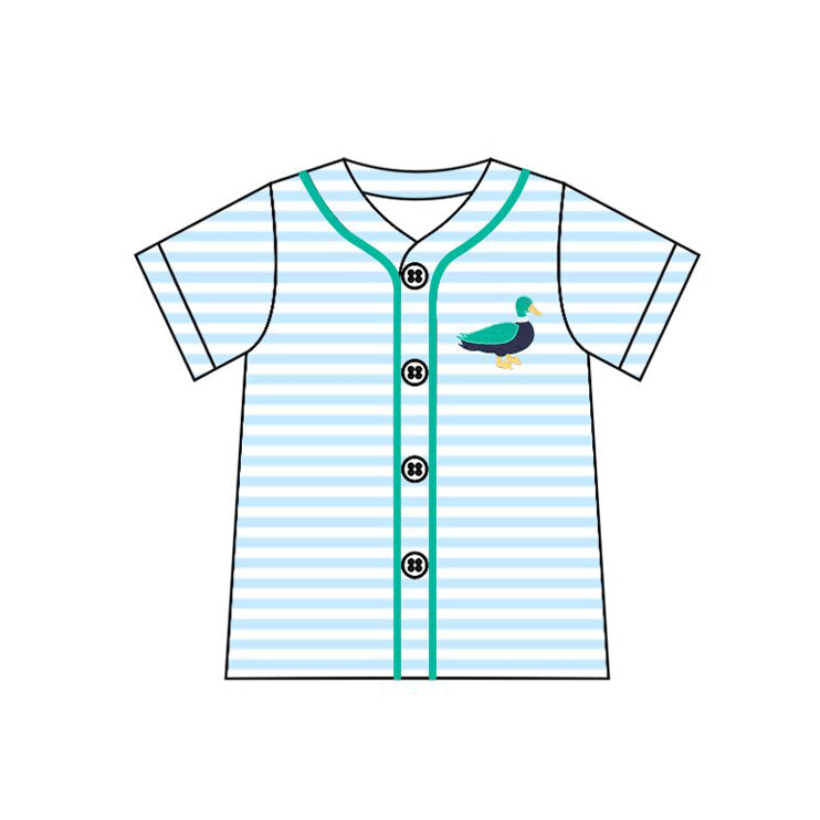 Baby Boys Blue Stripe Ducks Button Shirts Top Preorder