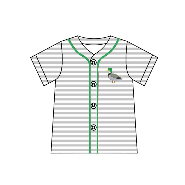 Baby Boys Grey Stripe Ducks Button Shirts Top Preorder