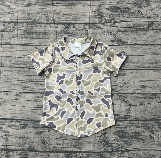 Baby Boys Southern Dogs Camo Hunting Button Shirts Top