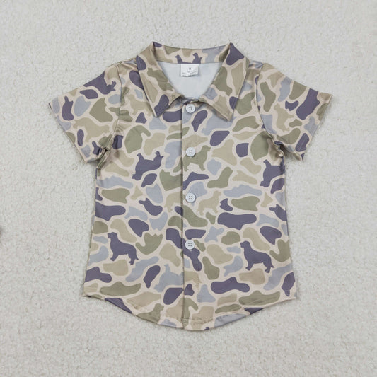 Sibling Baby Boys Short Sleeve Southern Hunting Camo Button Shirts Top