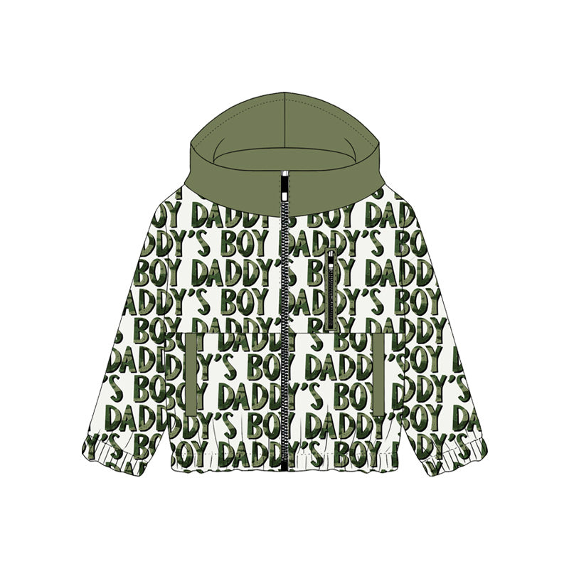 Baby Boys Green Daddy's Boy Pockets Zipper Hoodie Jackets Top Preorder