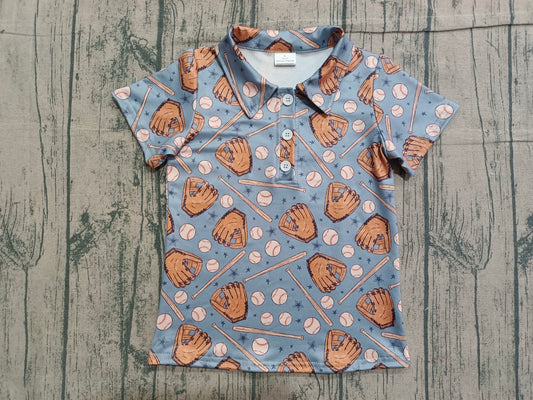 Baby Boys Stars Baseballs Team Button Polo Shirts Top