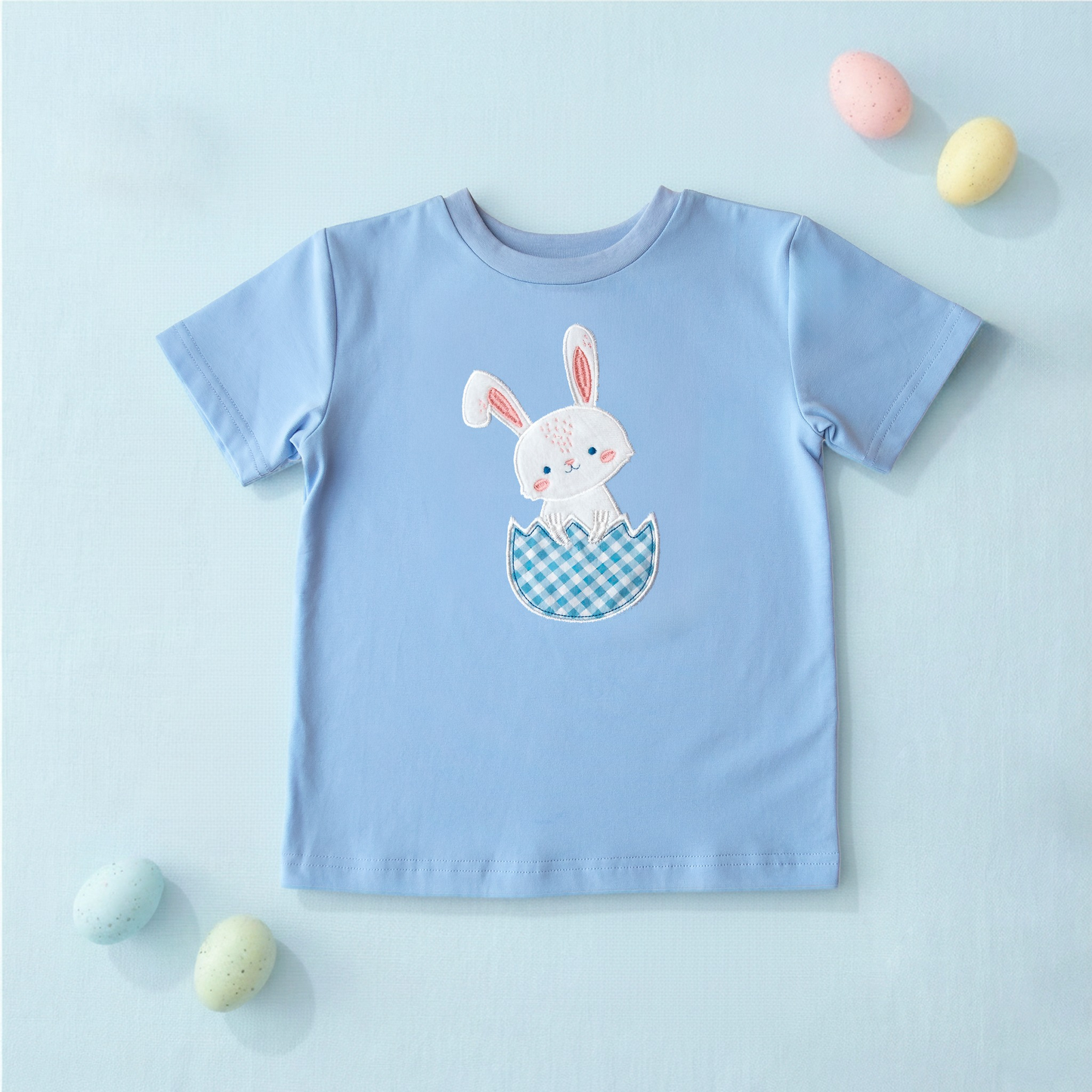 Baby Boys Blue Short Sleeve Rabbit Eggs Easter T-shirts Top Preorder
