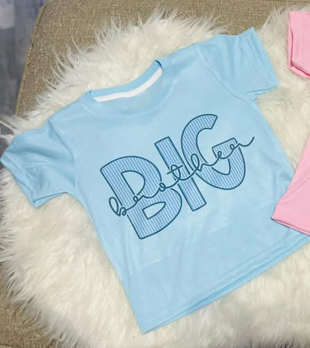 Baby Boys Blue Short Sleeve Big Brother T-shirts Top Preorder