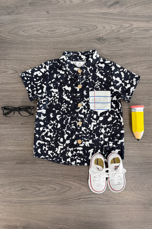 Baby Boys Cow Print Button Pocket Back to School Shirts Top Preorder