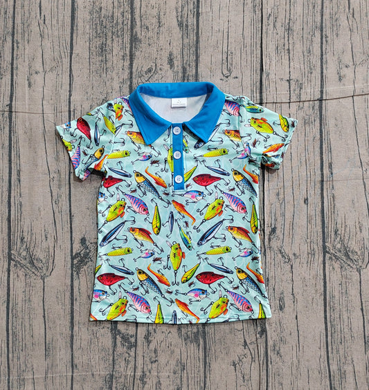 Baby Boys Short Sleeve Fishing Hunting Button Polo Shirts Top