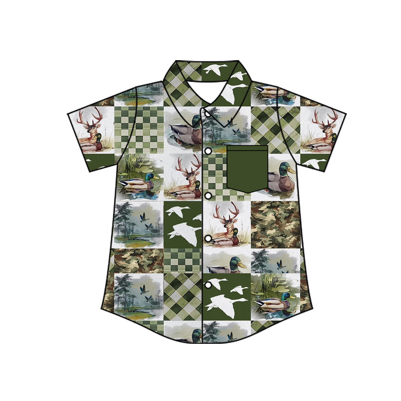 Baby Boys Short Sleeve Deer Ducks Checked Hunting Button Shirts Top Preorder