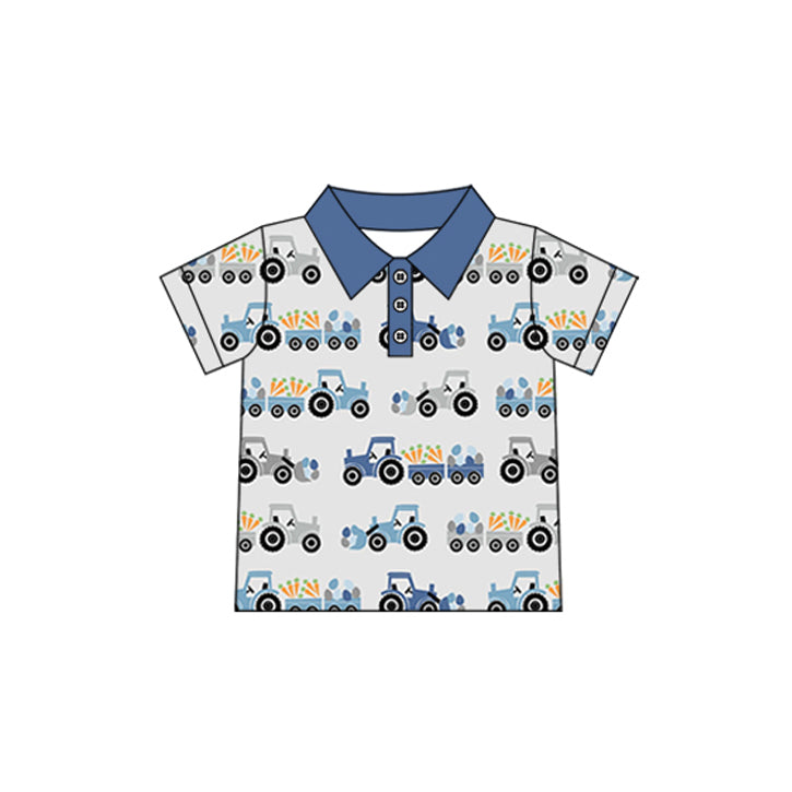 Baby Boys Eggs Carrots Trucks Easter Button Polo Shirts Top Preorder