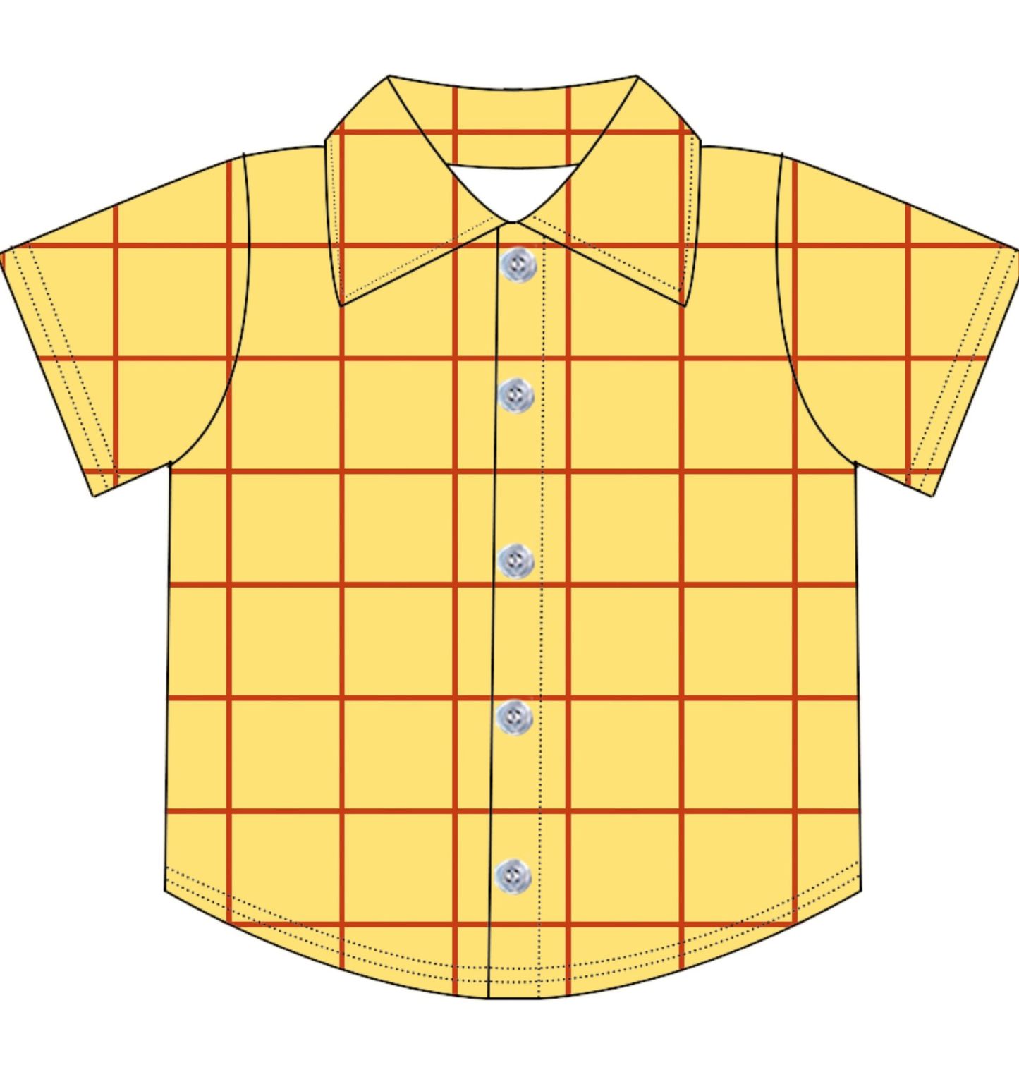 Baby Boys Short Sleeve Yellow Checked Button Shirts Top Preorder