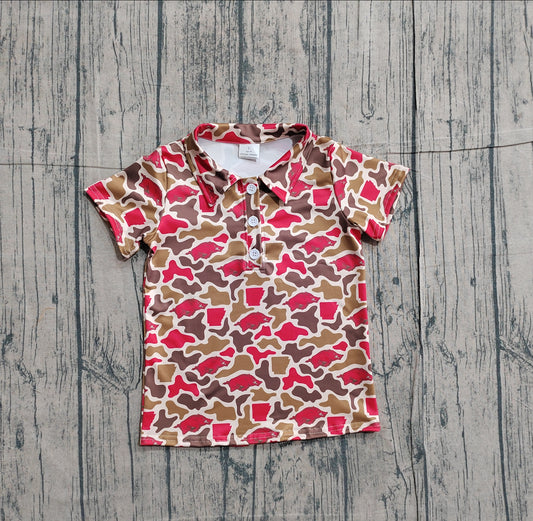 Baby Boys Short Sleeve Southern Camo Bulls Team Button Polo Shirts Top