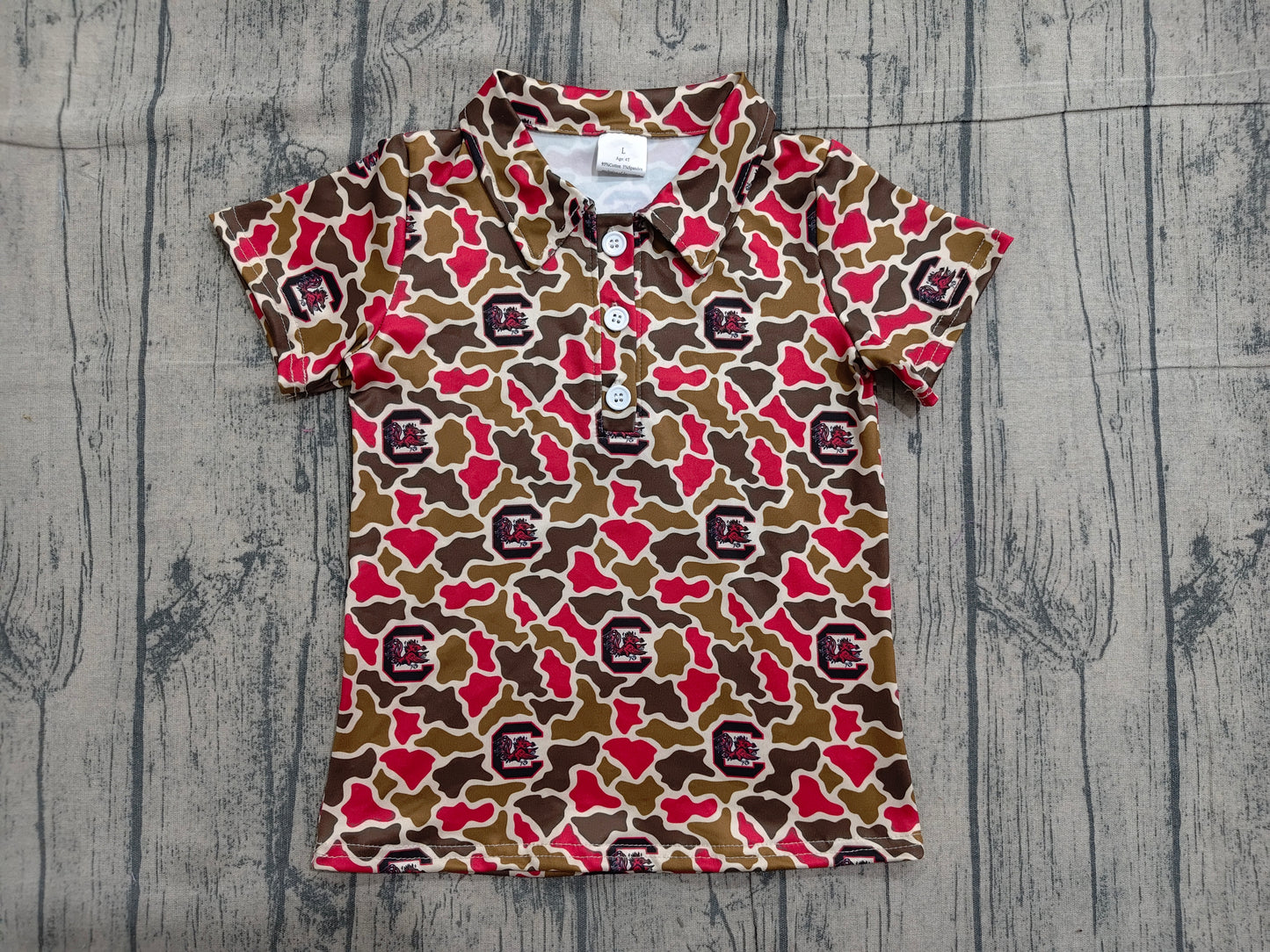 Baby Boys Short Sleeve Camo South Carolina Team Button Polo Shirts Top