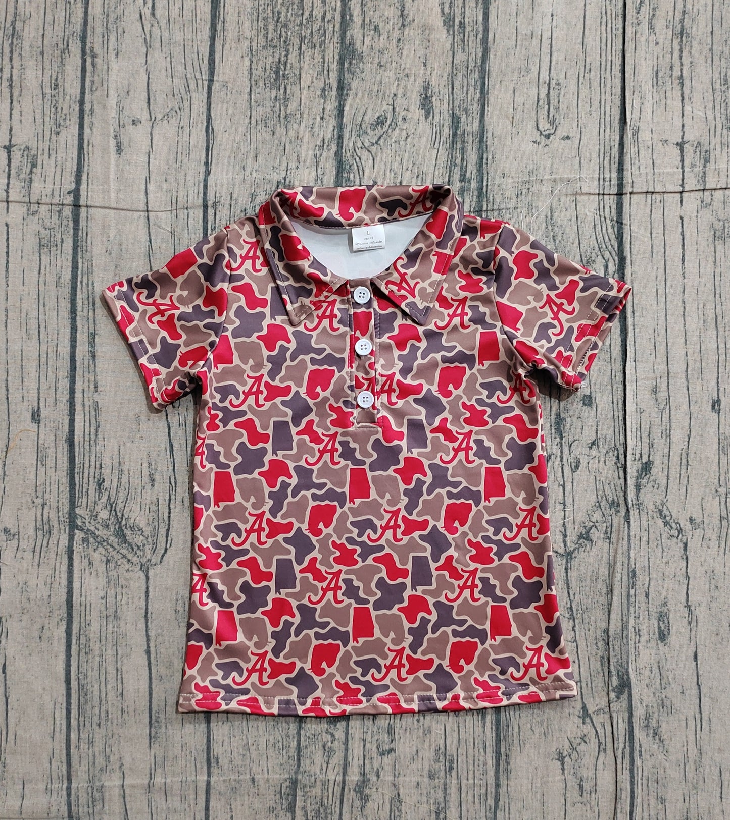 Baby Boys Short Sleeve Southern Camo A Team Button Polo Shirts Top