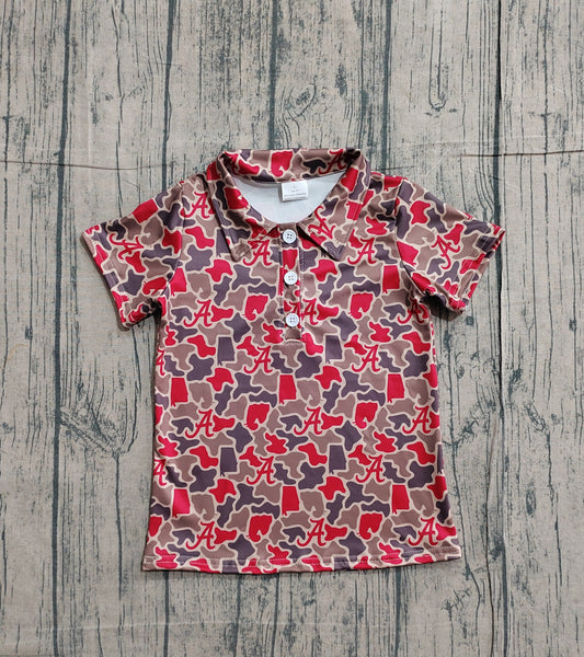 Baby Boys Short Sleeve Southern Camo A Team Button Polo Shirts Top