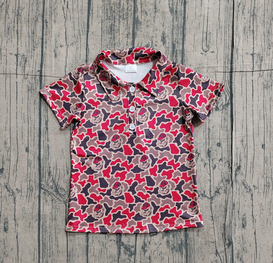Baby Boys Short Sleeve Southern Camo Bulldogs Team Button Polo Shirts Top