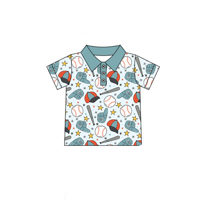 Baby Boys Short Sleeve Baseballs Stars Team Button Polo Shirts Top Preorder