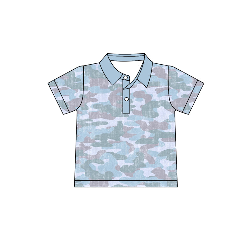 Baby Boys Southern Camo Button Polo Shirt Top Preorder
