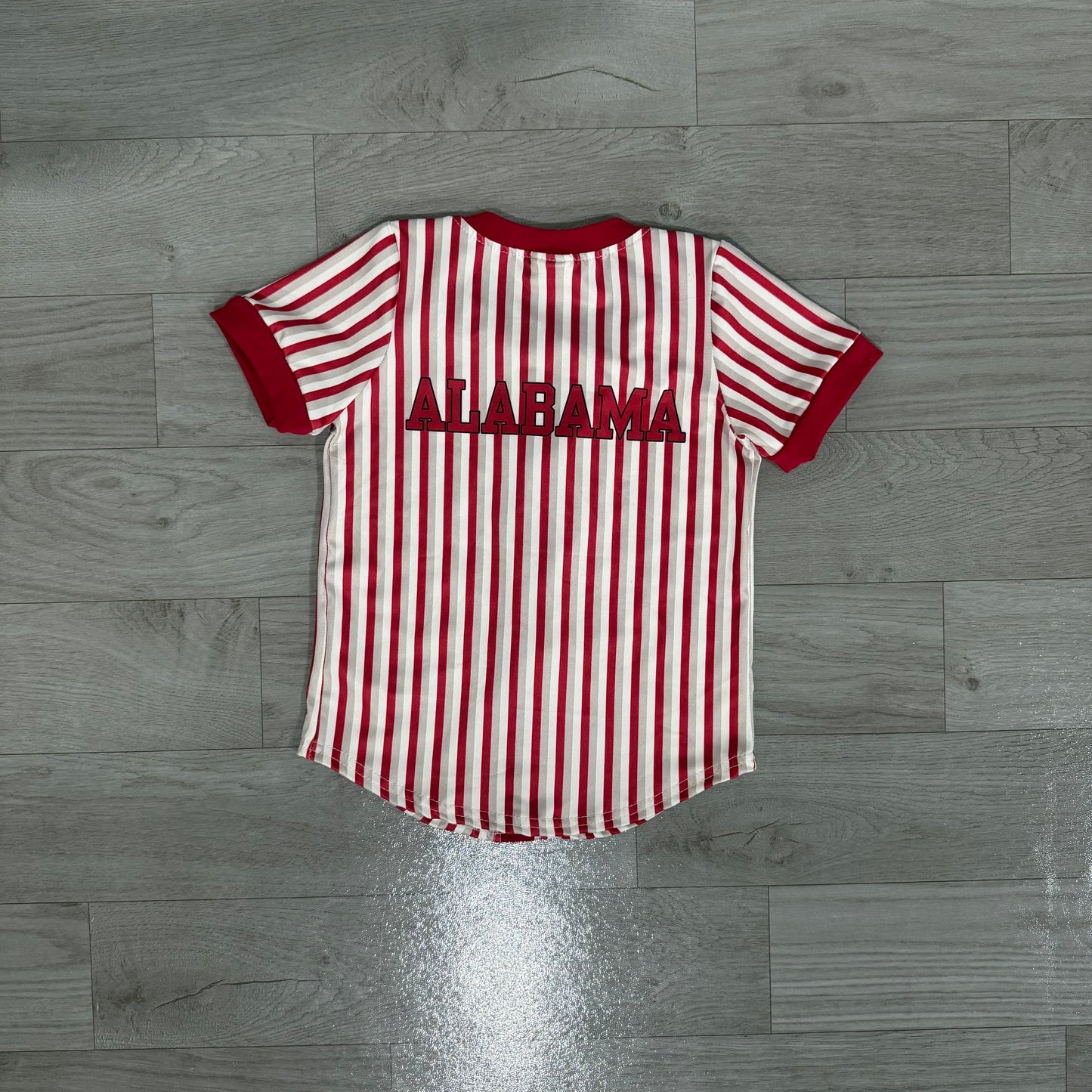 Baby Boys Short Sleeve Red Stripe Alabama Team Button T-shirts Top