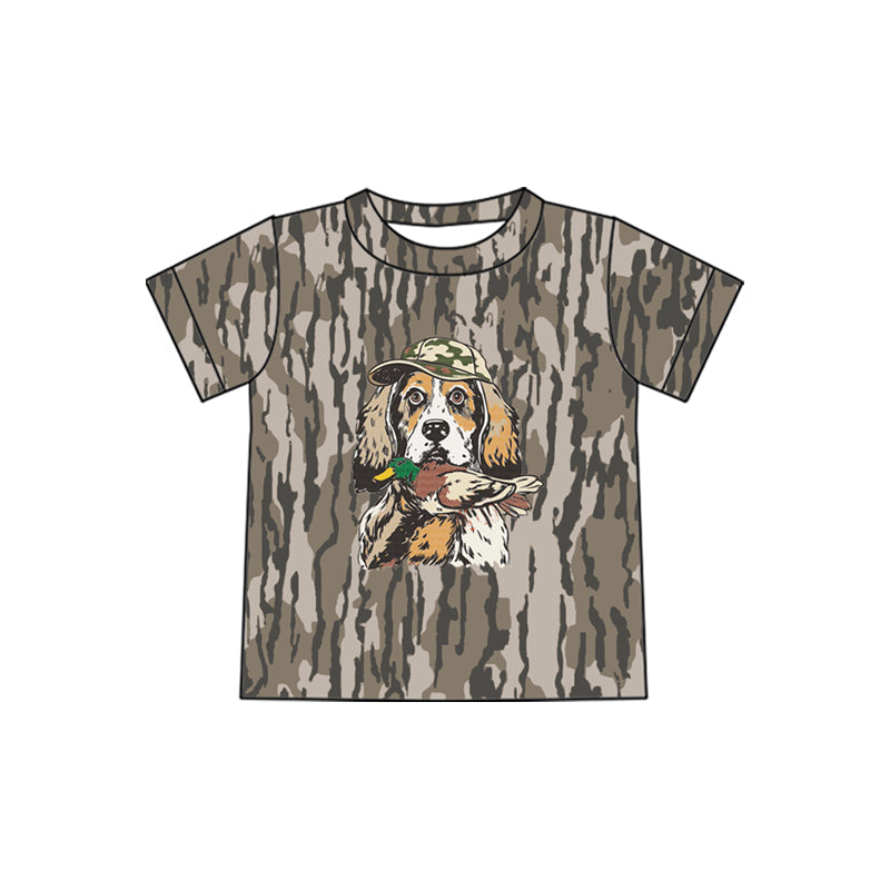 Baby Boys Short Sleeve Southern Olive Camo Dog Ducks Hunting T-shirts Top Preorder