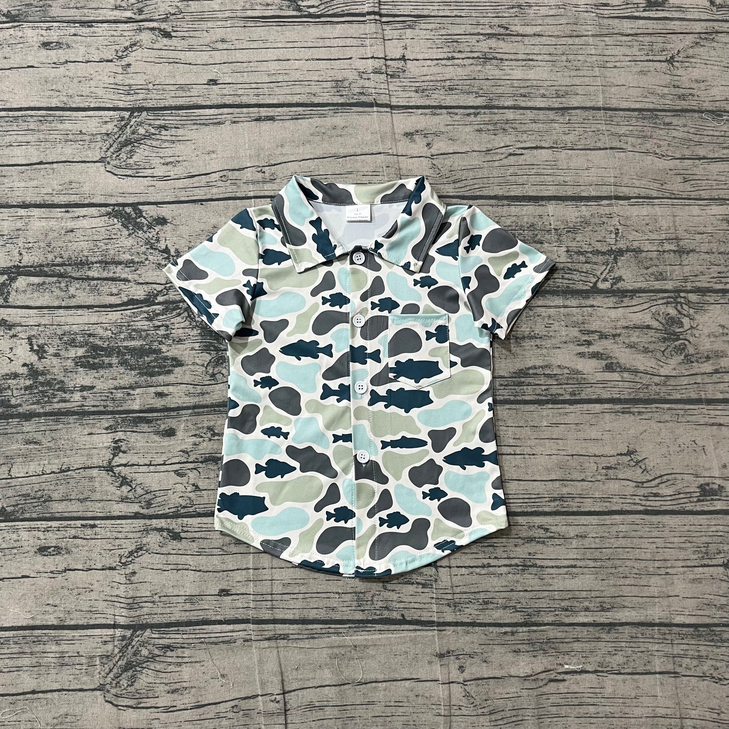Baby Boys Southern Camo Fishes Hunting Button Pocket Shirts Top
