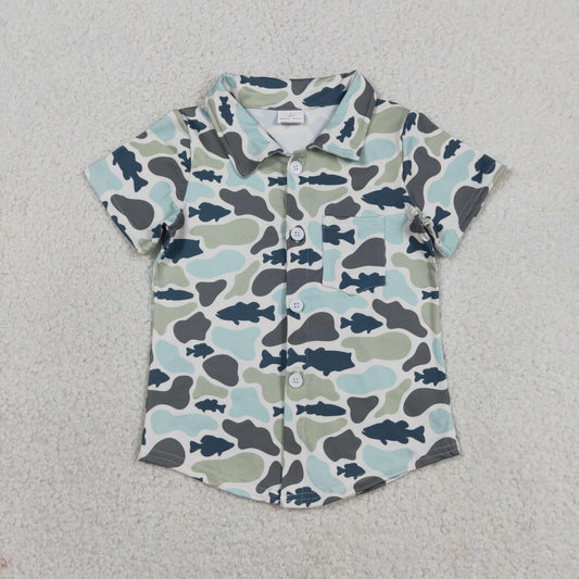 Baby Boys Southern Camo Fishes Hunting Button Pocket Shirts Top