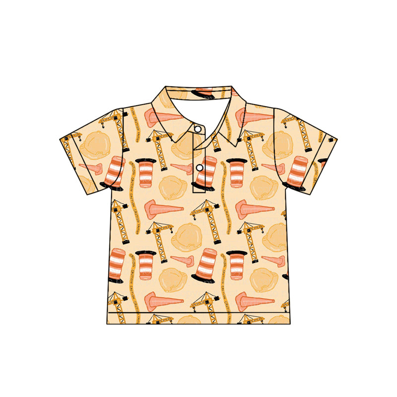 Baby Boys Short Sleeve Linemen Tractors Button Polo Shirts Top Preorder