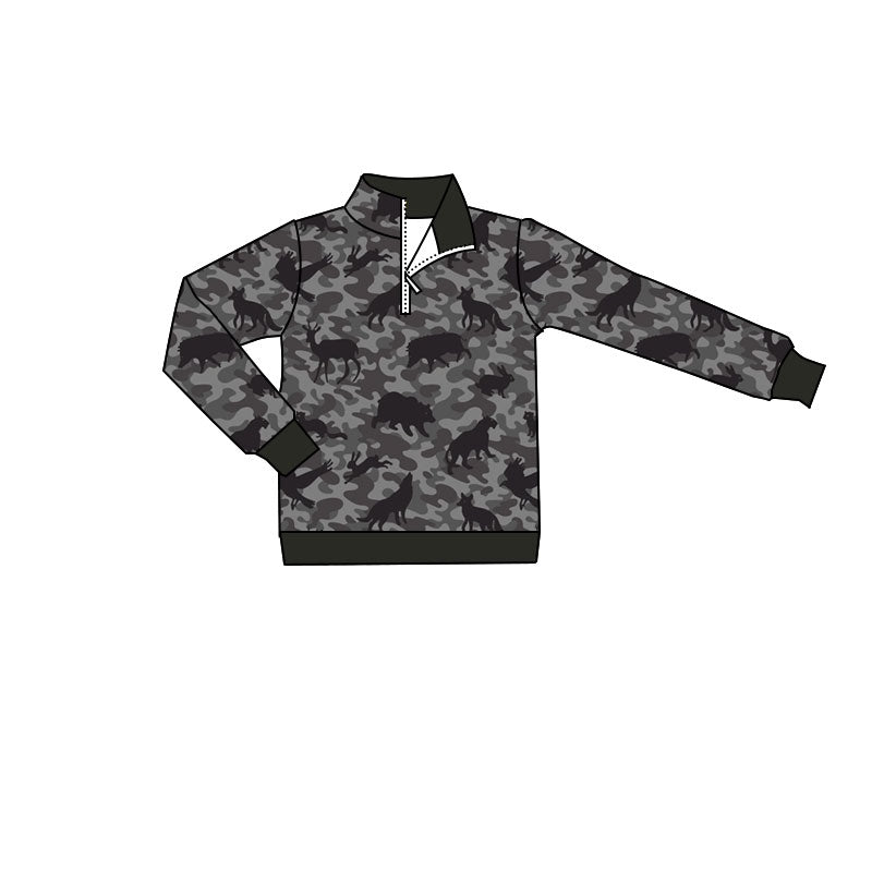 Baby Boys Long Sleeve Southern Camo Animals Hunting Zip Pullovers Top Preorder