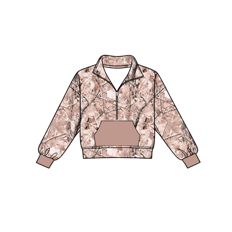 Baby Boys Long Sleeve Southern Camo Zip Pocket Pullovers Top Preorder