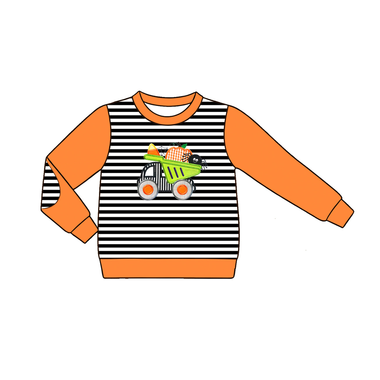Baby Boys Long Sleeve Black Stripe Pumpkin Candy Halloween T-shirt Top Preorder